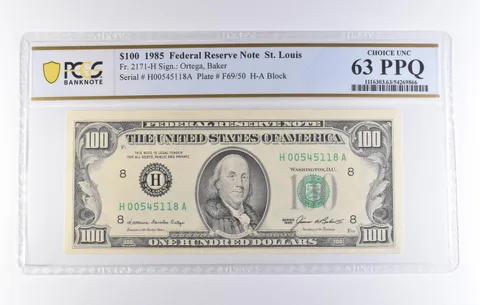1985 $100 St Louis MO FRN Fr#2171-H Choice Unc 63 PPQ PCGS *8262