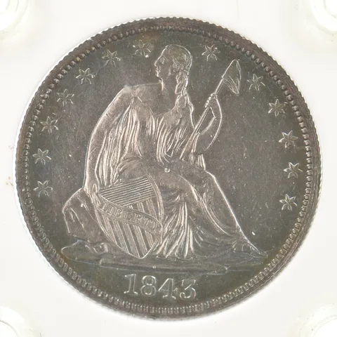 1843 Seated Liberty Half Dollar Beautiful Tone a5261