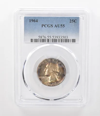1964 Washington Quarter AU55 PCGS Beautiful Tone *1097