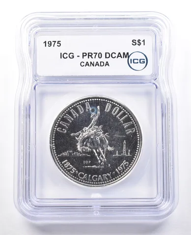 1975 Canada 1 Dollar Silver Calgary PR70 DCAM ICG