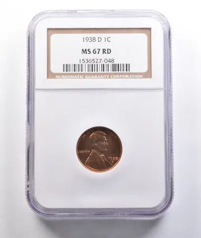 1938-D Lincoln Wheat Cent MS67 RD NGC a6829