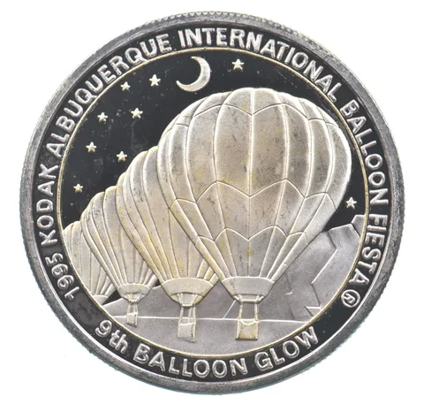 VINTAGE Art Bar/Round 1995 9th Balloon Glow 1 Oz. .999 Silver 1 T Oz *177