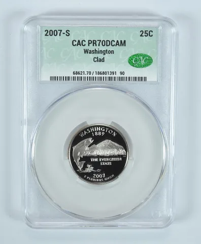 2007-S Washington State Quarter Washington CLAD PR70 DCAM CAC CACg