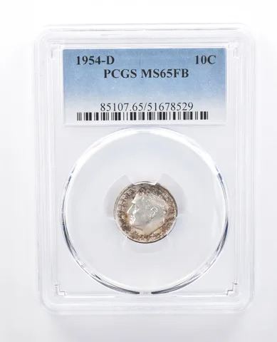 1954-D Roosevelt Dime MS65 FB PCGS Toned *8032