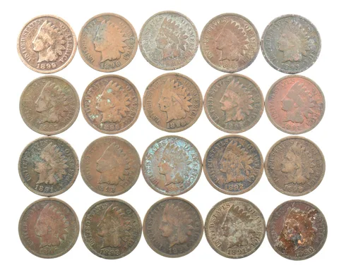 Lot 20 1800's 1890-1899 Indian Head Penny Cents US Coin Collection 2/5 Roll *482