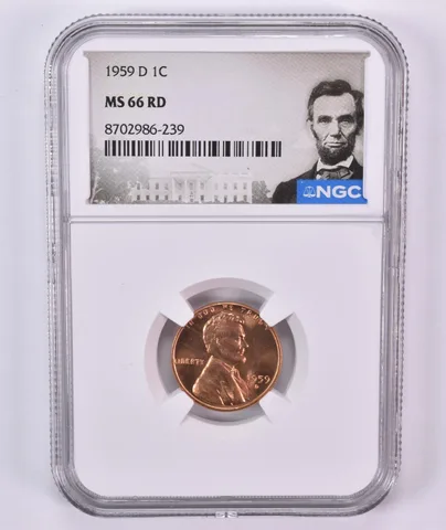 1959-D Lincoln Memorial Cent MS66 RD NGC Special Label