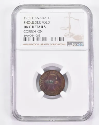 UNC Details 1955 Canada 1 Cent - Should Fold - Corrosion - Graded NGC *8883