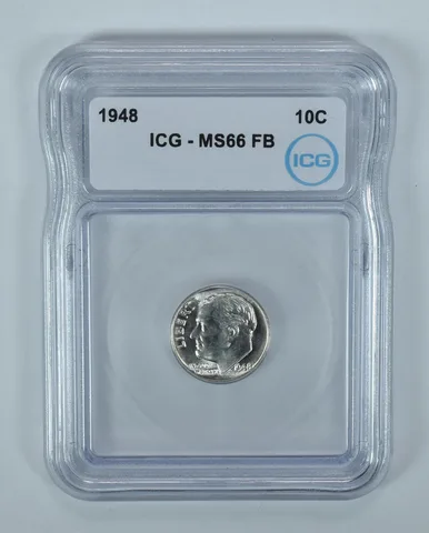 1948 Roosevelt Dime MS66 FB ICG