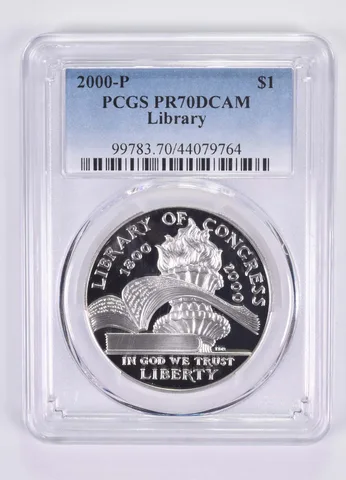 2000-P Library of Congress Commemorative Dollar PR70 PCGS Blue Label