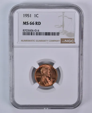 1951 Lincoln Wheat Cent MS66 RD NGC Brown Label