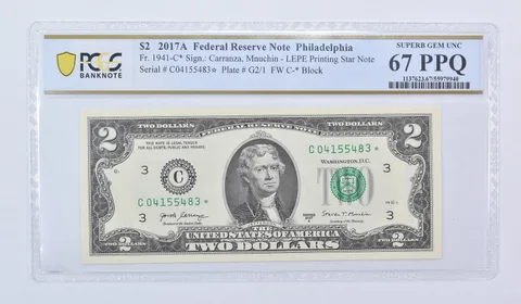 $2 2017 A Philadelphia PA FRN Star Note Fr#1941-C* Superb Gem Unc 67 PPQ PCGS