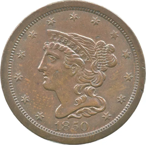1850 Braided Hair Half Cent a8957