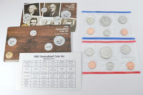 1985 Mint Set with Original Envelope & Flatpacks (10 coins)