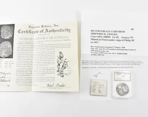 1617 Mexico 8 Reales Atocha Shipwreck W/ CoA *9072