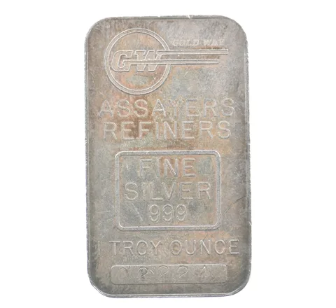 1 Troy Oz Silver Bar Gold Way Assayers *4216