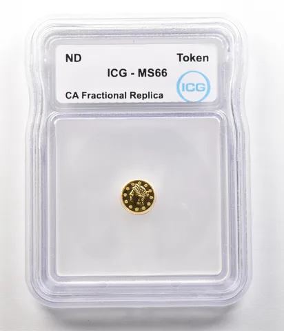 ND California Fractional Gold Token Liberty Head 1/4 Dollar MS66 ICG a4920