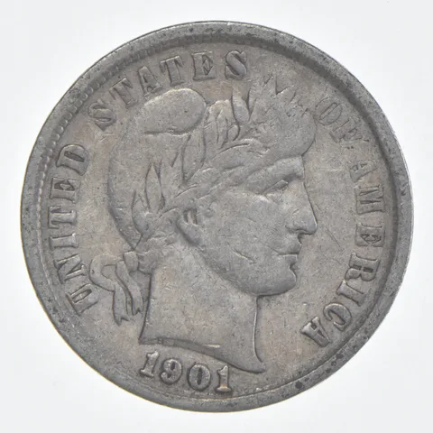 1901 (P) Barber Dime 90% Silver FINE Condition