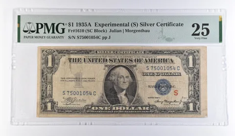 1935 A $1 Experimental (S) Silver Certificate Fr#1610 VF 25 PMG *9425