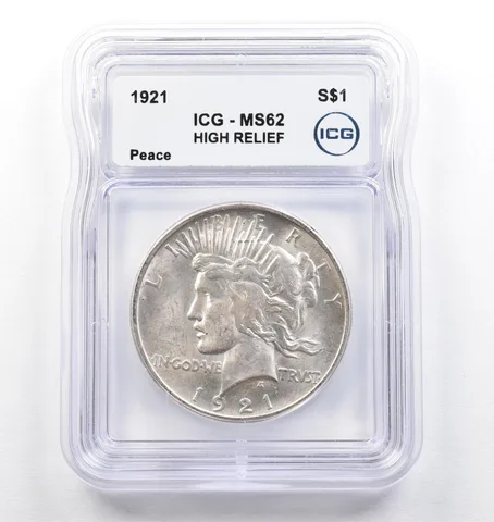 1921 Peace Silver Dollar High Relief MS62 ICG *0743