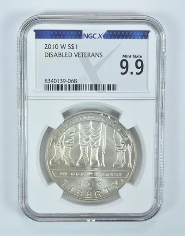 2010-W Disabled Veterans Commemorative Silver Dollar MS 9.9 NGC X NGCX