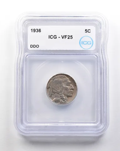 1936 Indian Head Buffalo Nickel Mint Error DDO VF25 ICG *1626