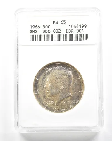 1966 Kennedy Half Dollar SMS DDO-002 DDR-001 MS65 ANACS *2037