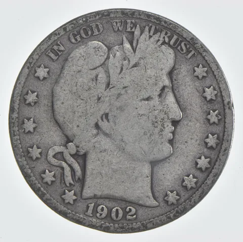 1902-S Barber Half Dollar 90% Silver VG Condition