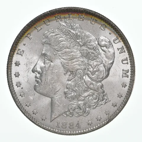 1884-O Morgan Silver Dollar Rainbow Toned a4374