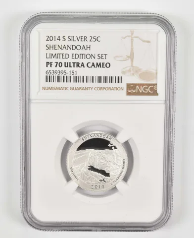 2014-S PF70 Shenandoah Silver Quarter US Mint Limited Edition Set NGC