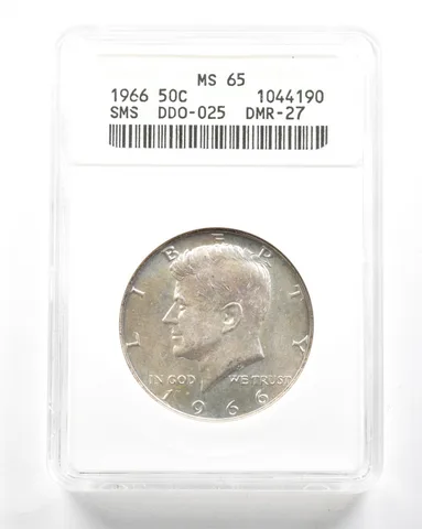 1966 Kennedy Half Dollar SMS DDO-025 DMR-27 MS65 ANACS *2096
