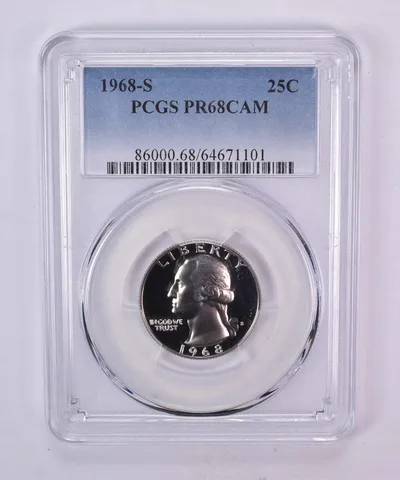 1968-S Washington Quarter PR68 CAM PCGS Blue Label