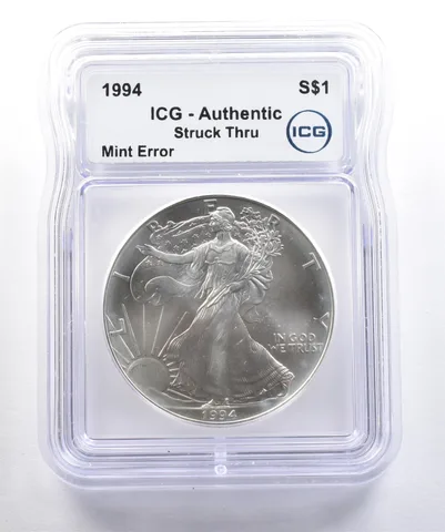 1994 American Silver Eagle Mint Error Struck Thru Authentic ICG *4272
