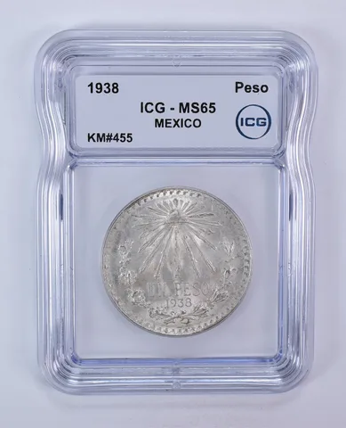 1938 Mexico Peso KM#455 MS65 ICG