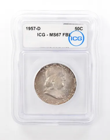 1957-D Franklin Half Dollar MS67 FBL ICG Beautiful Tone *6739