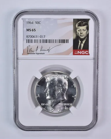 1964 Kennedy Half Dollar MS65 NGC Signature Label