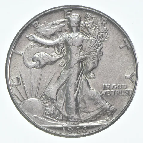 CHAU 1946-D Walking Liberty Half Dollar Choice AU 90% Silver (1pc)