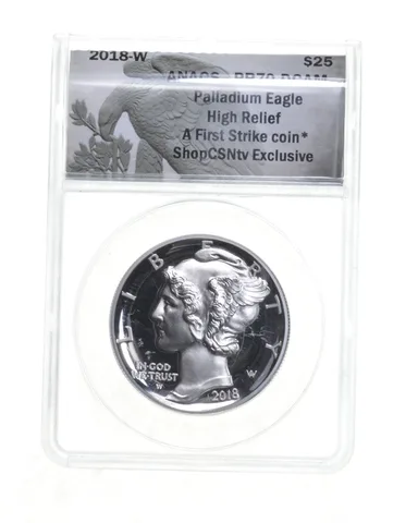 PR70 DCAM 2018-W $25 American Palladium Eagle High Relief 1st Strike ANACS *4633