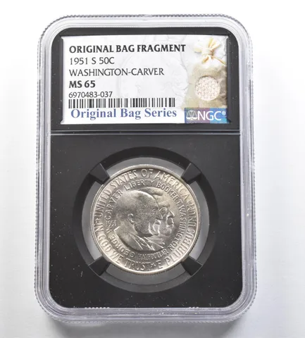 1951-S Washington-Carver Half Dollar Original Bag Fragment MS65 NGC *7207