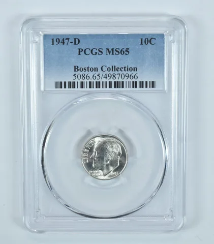 1947-D Roosevelt Dime Boston Collection MS65 PCGS Blue Label