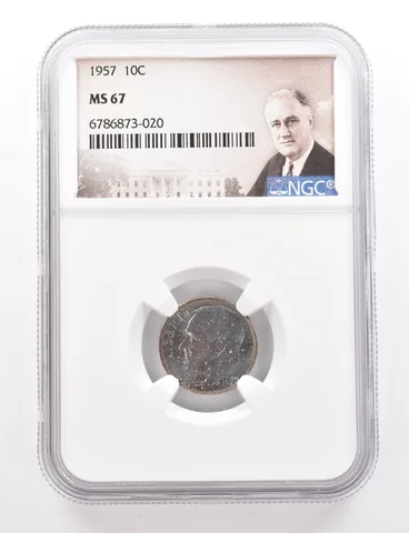 1957 Roosevelt Dime MS67 NGC Beautiful Tone *3394