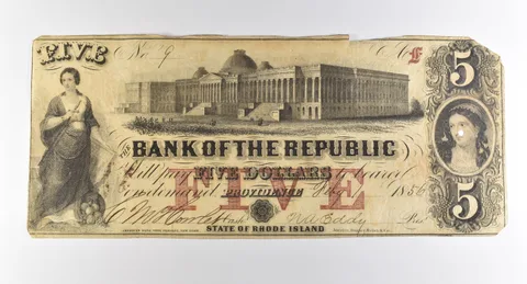 1855 $5 Providence RI Bank Of The Republic Obsolete Note *3781