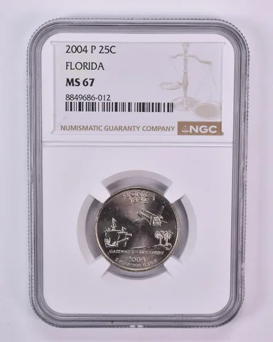 2004-P Washington State Quarter Florida MS67 NGC Brown Label