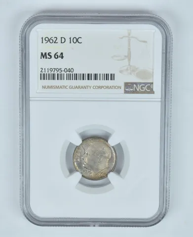 MS64 1962-D Roosevelt Dime - Graded NGC Toned! a9047