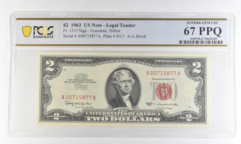 1963 $2 Legal Tender Red Seal Fr#1513 Superb Gem Unc 67 PPQ PCGS *4375