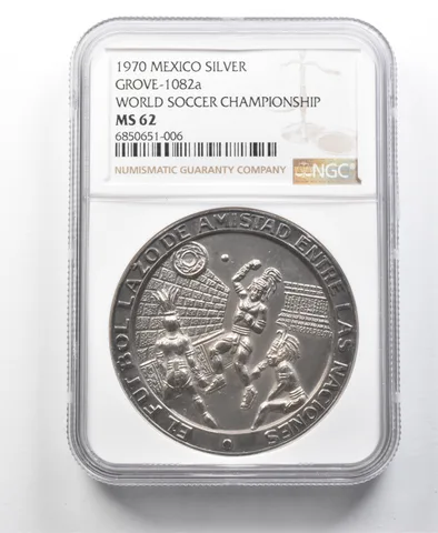 1970 Mexico Silver Grove-1082a World Soccer Championship MS62 NGC *8677