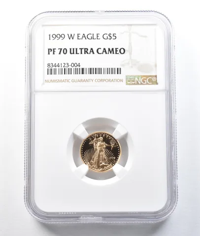 1999-W $5 American Gold Eagle 1/10 Oz Gold PF70 UCAM NGC