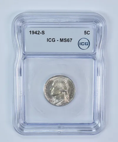 1942-S Jefferson Nickel MS67 ICG (WTN Wartime)