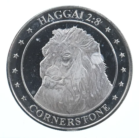 VINTAGE Art Bar/Round Cornerstone Mint Lion 1 Oz. .999 Silver One T Ounce *832