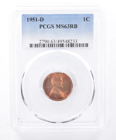 1951-D Lincoln Wheat Cent MS63 RB PCGS Beautiful Tone *9322