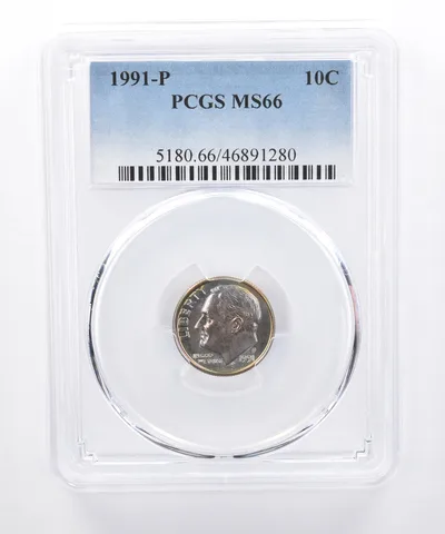 1991-P Roosevelt Dime MS66 PCGS Beautiful Tone *8299